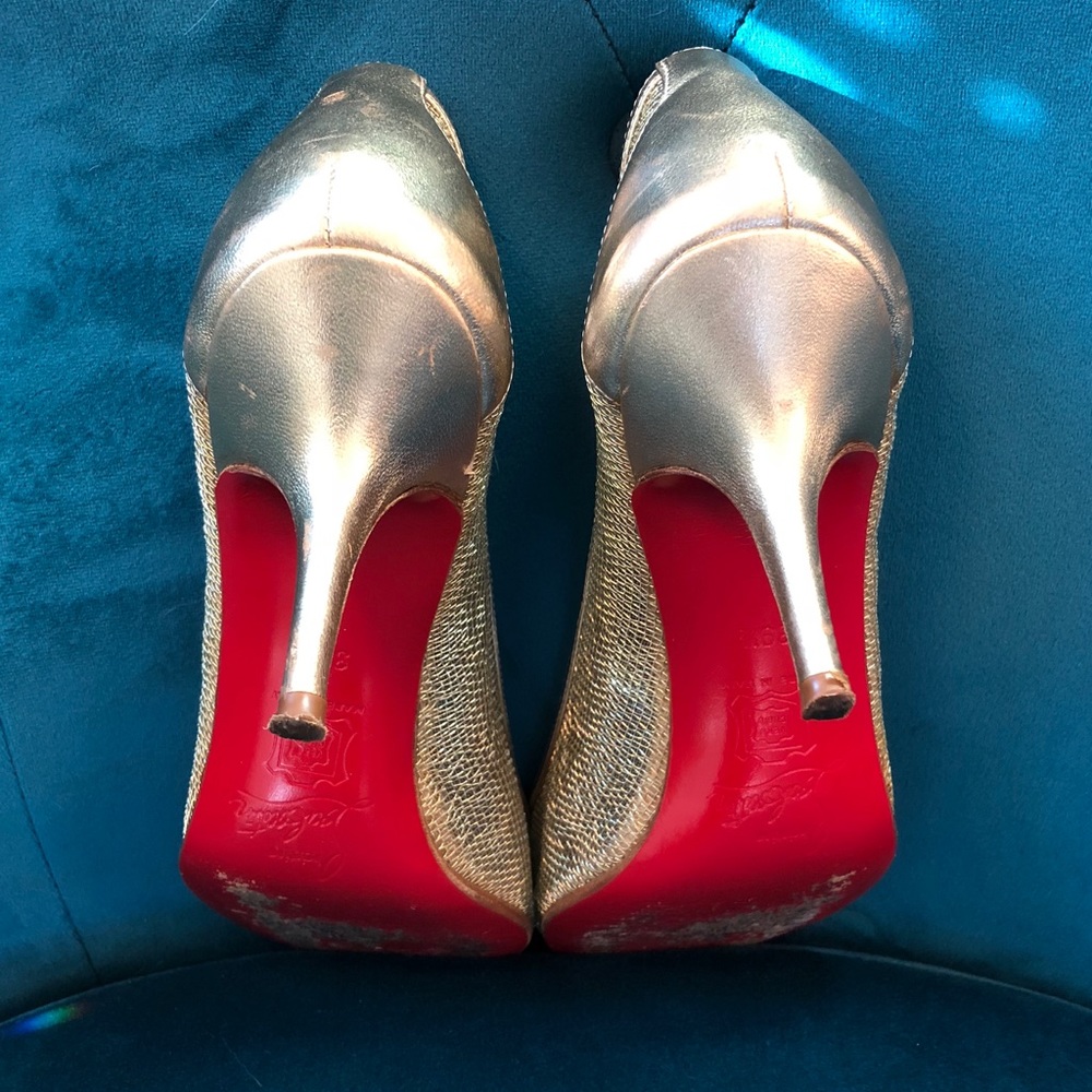 100% Authentic Christian Louboutin mesh peep heels